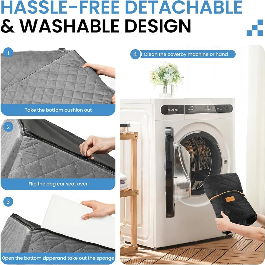 Portable Dog Car Seat 2 Safety Straps, Waterproof Padding