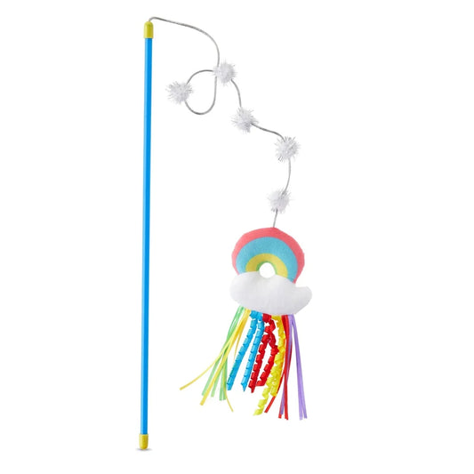 Cat Toy Rainbow Wand Teaser with Catnip Soft Plush