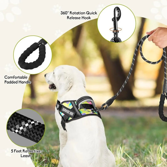 Service Dog Harness Leash 10 Patches