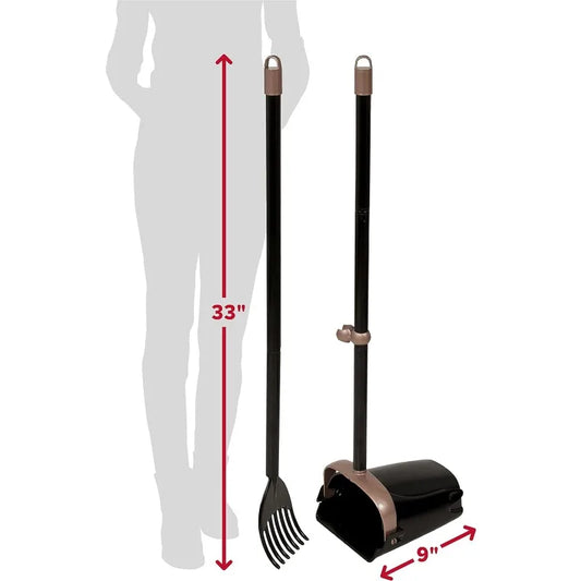 Pooper Scooper Swivel Bin & Rake Black