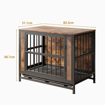 Wooden Dog Crate Table, 32.8" Thick Iron Door Frame