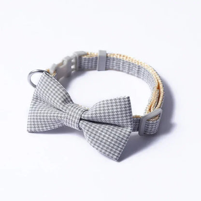 Bow Plaid Collar Adjustable Neck For Small Dogs