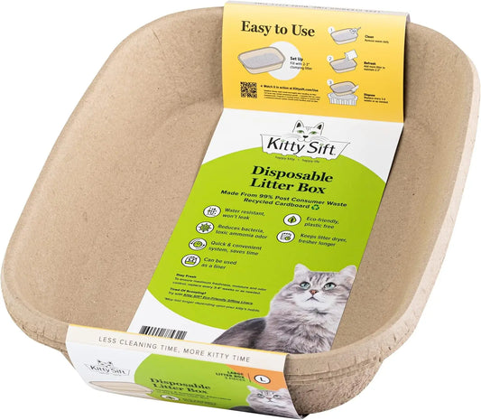 Disposable Cat Litter Box, Sustainable, Clean - Large, 6-Pack