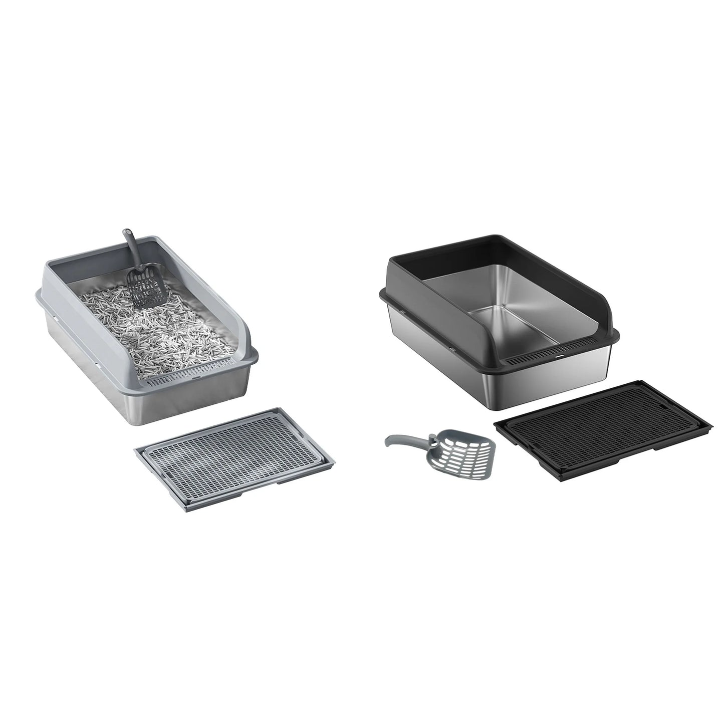 Stainless Steel Litter Box, Litter Mat, Scoop Included