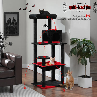 5-Level Cat Tower Hammock Sisal Covered Scratching Posts