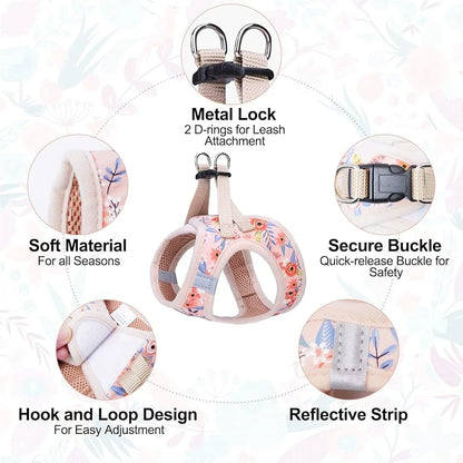 Floral Dog Harness and Leash  No Pull No Choke