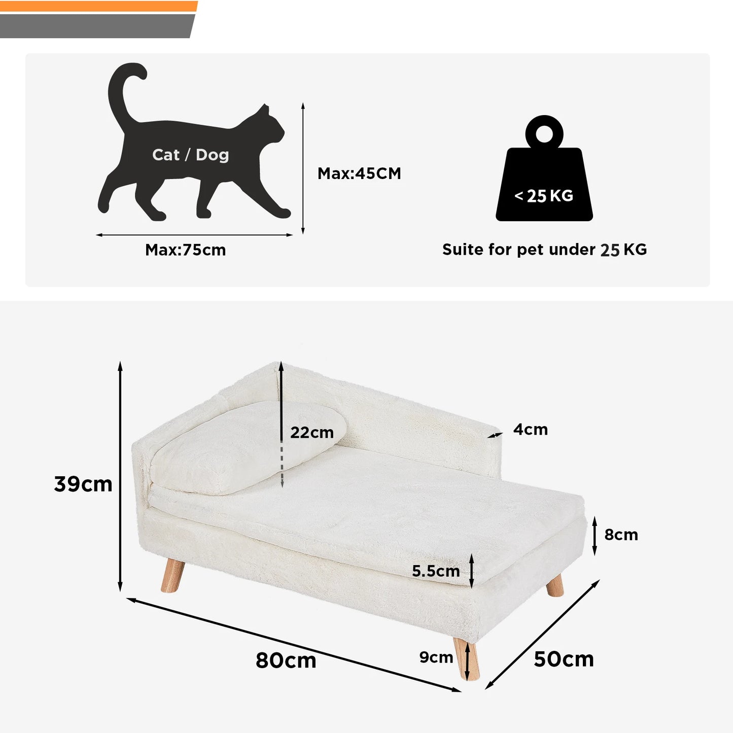 Elevated Pet Bed Solid Wood Leg Sofa