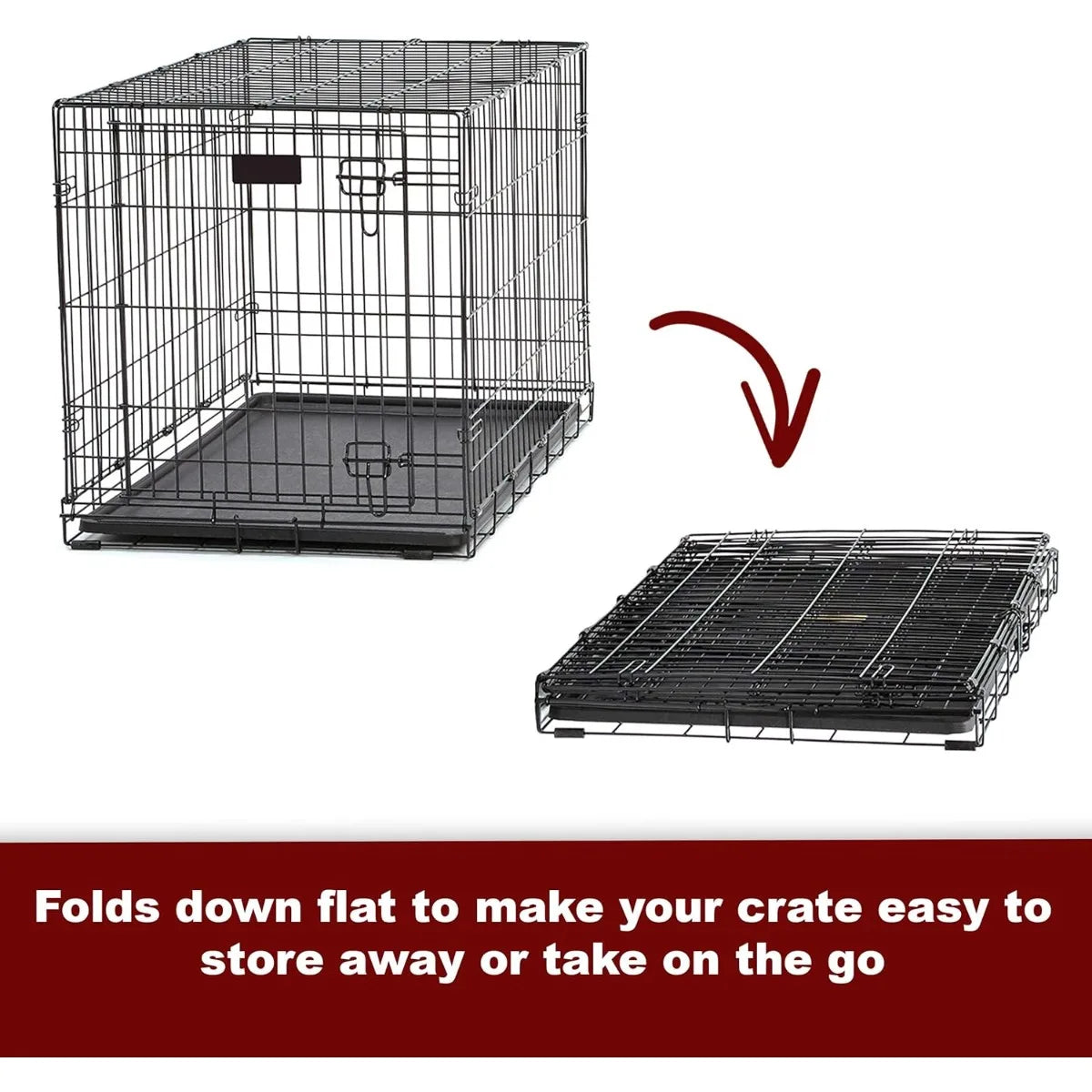 42-Inch Heavy-Duty Dog Crate/Double Door/Large Breeds