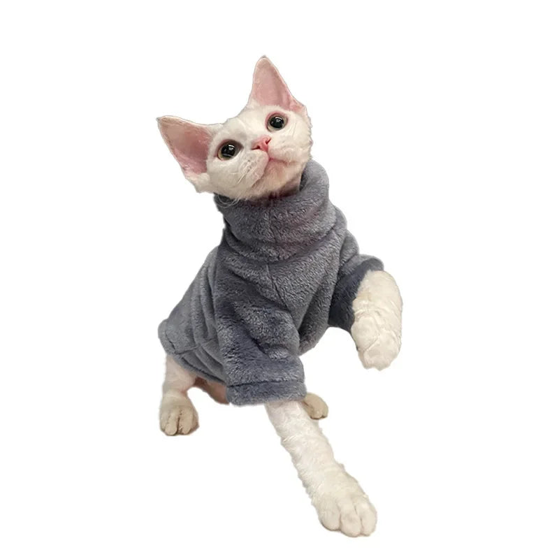 Sphynx Cat Sweater Turtleneck Winter Warm Soft