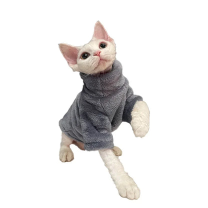 Sphynx Cat Sweater Turtleneck Winter Warm Soft