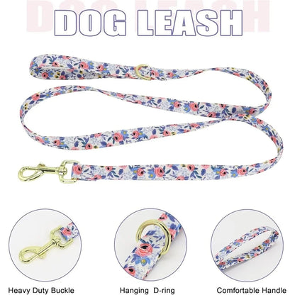 Cute Dog Harness Leash Collar Set Adjustable Floral