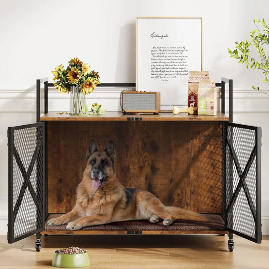 Large Wooden Dog Crate Furniture, Decorative Table