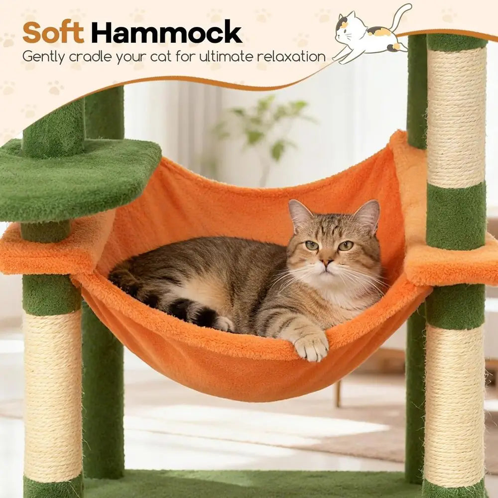 75" Tall Cat Tree, Multi-Level,Condos,Top Perch, Hammock