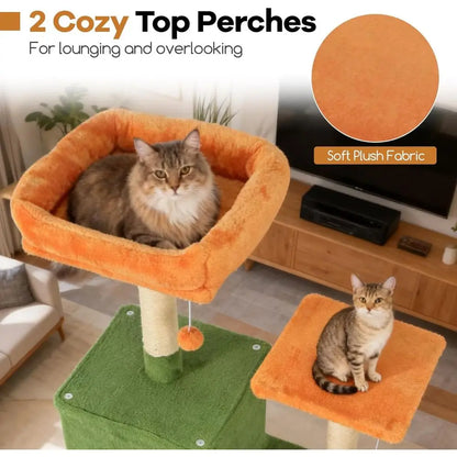 75" Tall Cat Tree, Multi-Level,Condos,Top Perch, Hammock