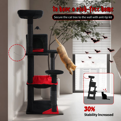 Gothic Cat Tower Large Hammock, Scratching Post Cozy Condo Top Perch