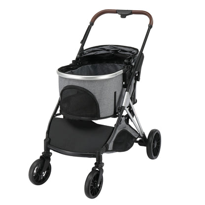 Folding Lightweight Dog Stroller Detachable Carrier Storage