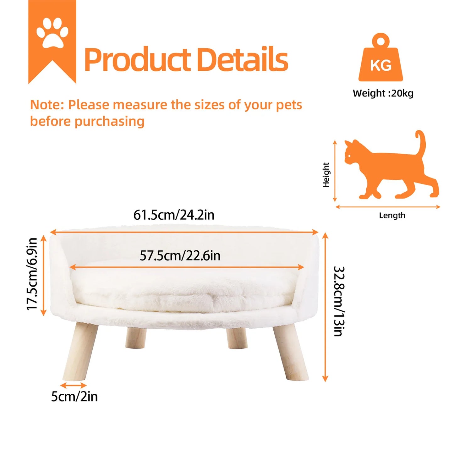 Pet Sofa Bed Raised Bed Removable Cushion