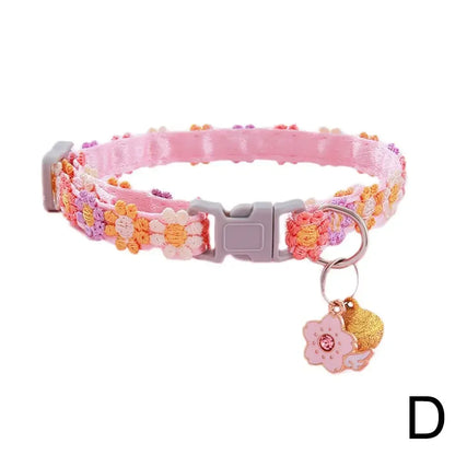 Adjustable Colorful Lace Flower Cat Collar With Bell
