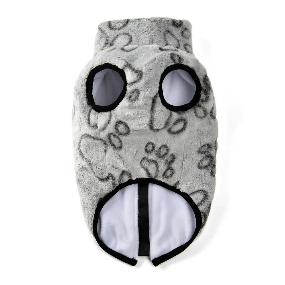 Dog Clothes Warm Paw Print Fleece Jacket