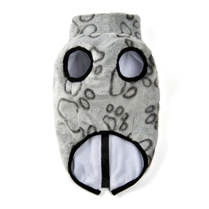 Dog Clothes Warm Paw Print Fleece Jacket
