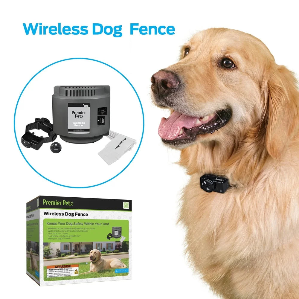 Wireless Dog Fence System Circular Adjustable Coverage ½ Acre