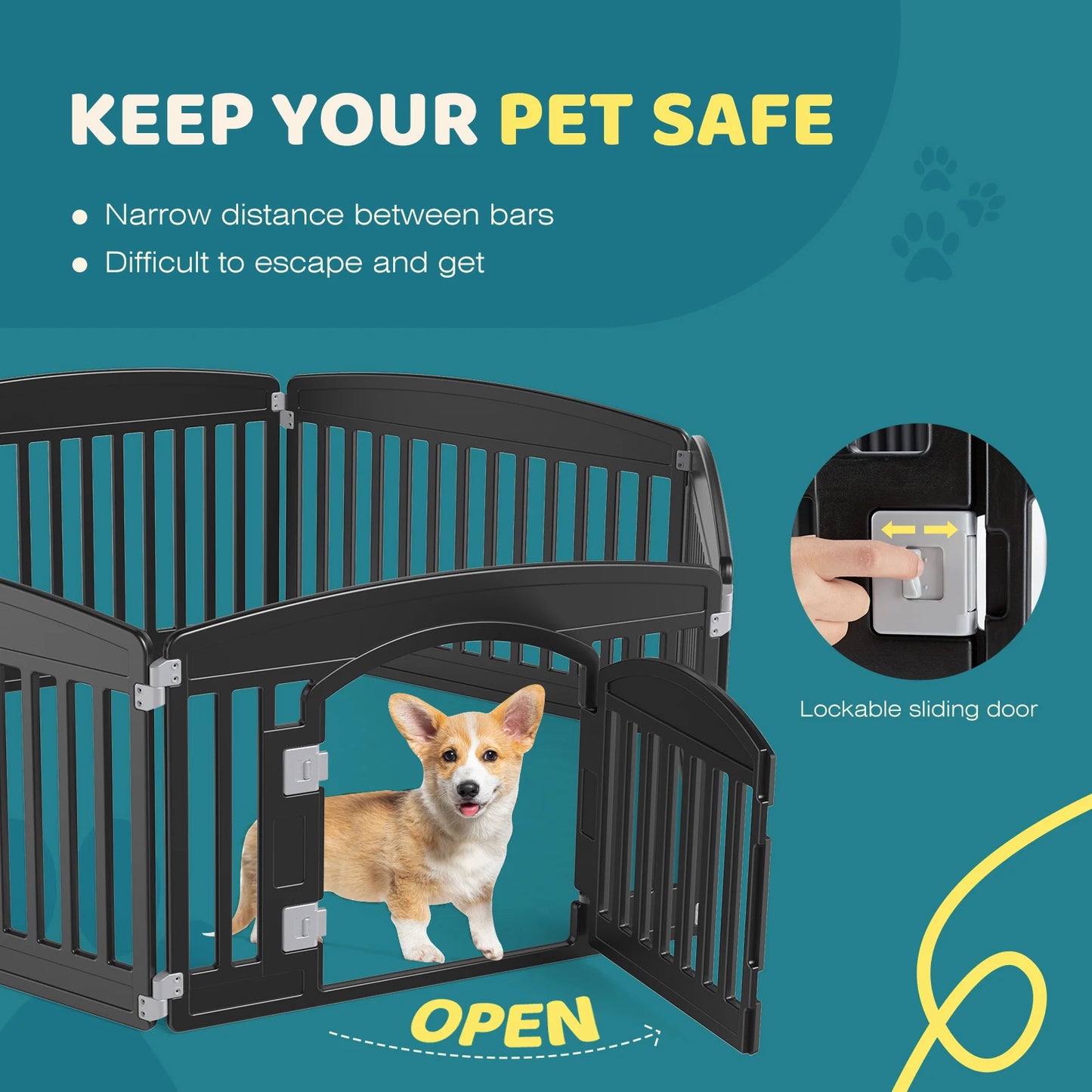4/6 Panel 24IN Expandable Durable Pet Fence