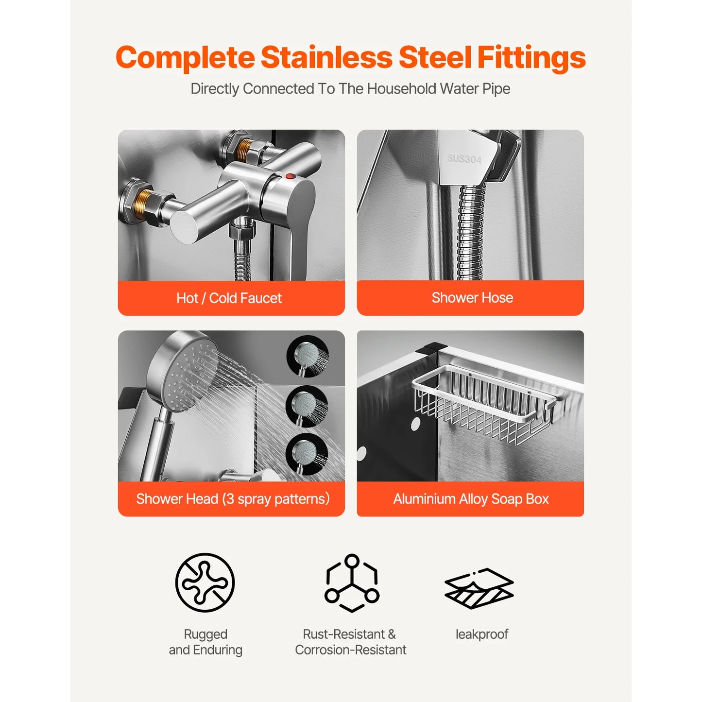 Dog Washing Station 34" Tub w/ Stairs Faucet & Showerhead