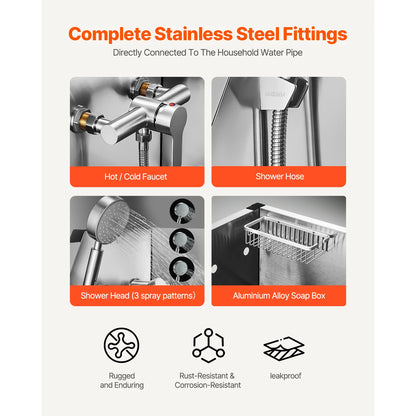 Dog Washing Station 34" Tub w/ Stairs Faucet & Showerhead