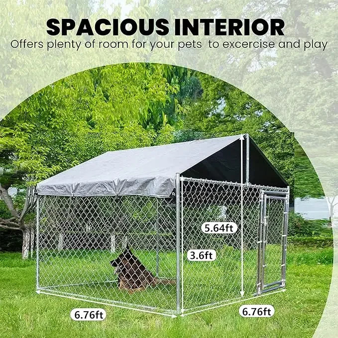 Large Outdoor Kennel Fully Covered Roof Metal Galvanized
