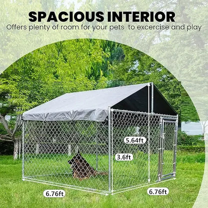 Large Outdoor Kennel Fully Covered Roof Metal Galvanized