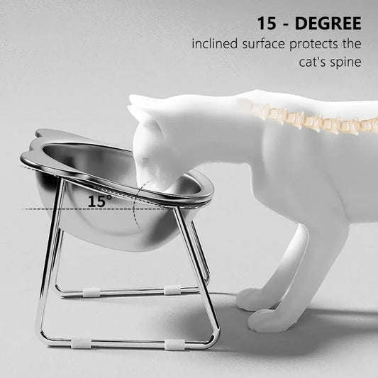 Raised Tilted Neck Guard Stainless Steel Bowl