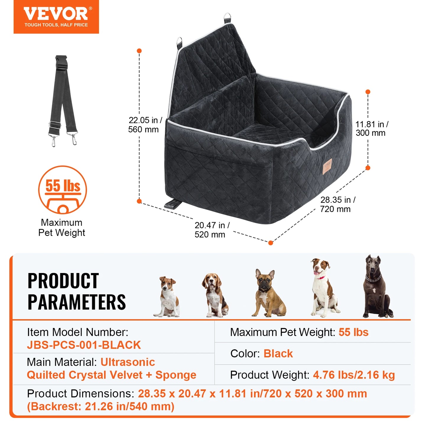 Dog Booster Seat for Car, Storage Pocket