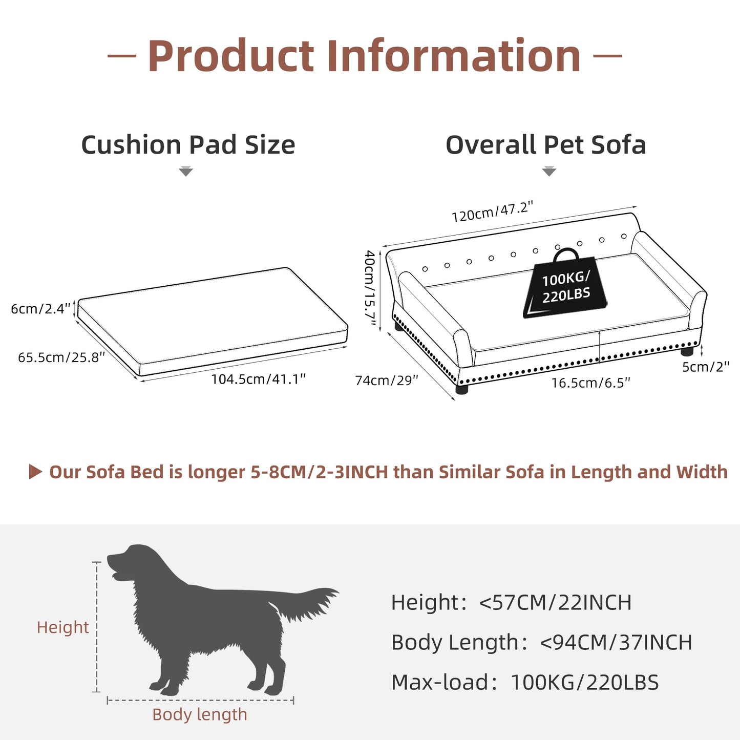 Pet Sofa Bed Waterproof With Removable Cushion