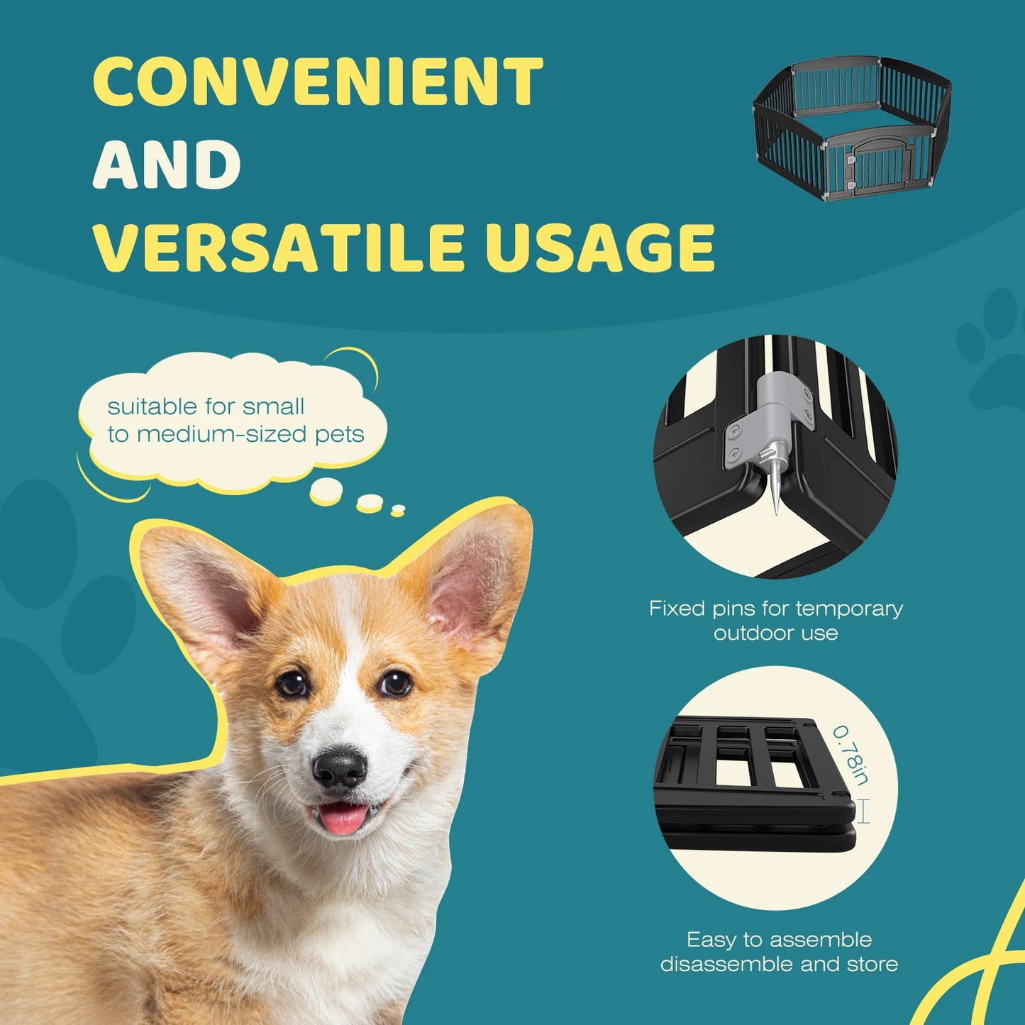 4/6 Panel 24IN Expandable Durable Pet Fence