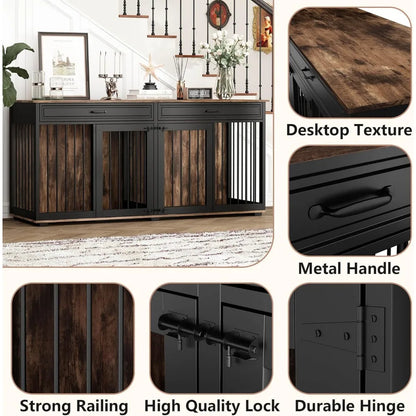 Furniture for 2 Dogs, 72.5" Indoor Heavy Duty