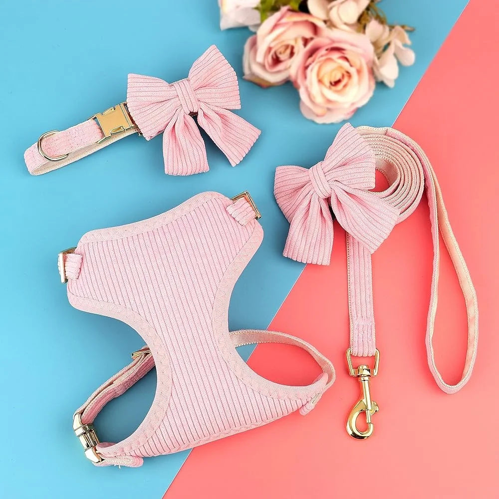 Adjustable Vest Harness Collar Leash Bowtie Small Pets