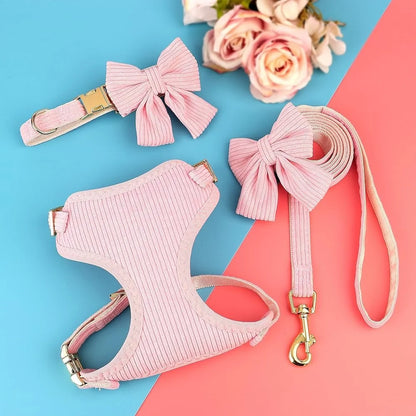 Adjustable Vest Harness Collar Leash Bowtie Small Pets