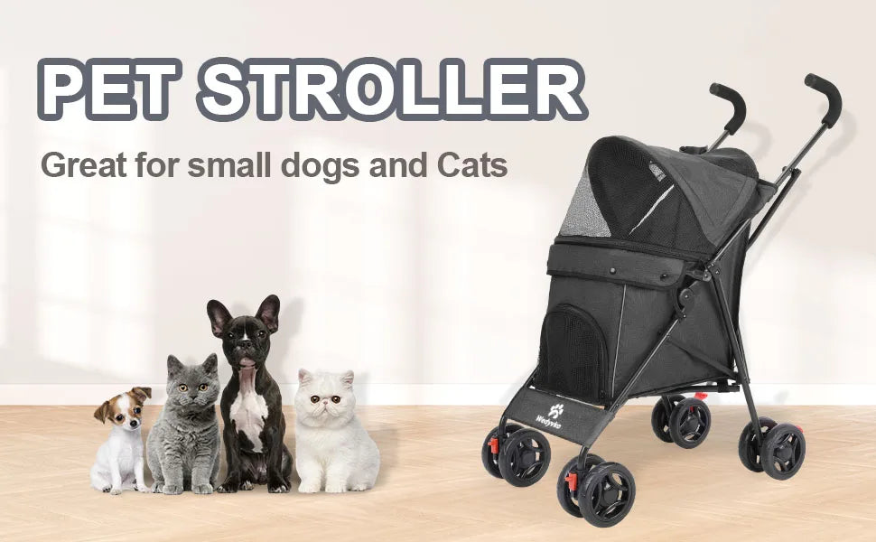 Pet Stroller/4 Wheels/Brakes/Storage