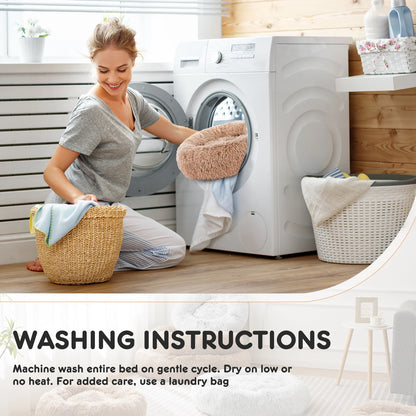 Calming Dog Bed Washable Anti-Slip Round Plush