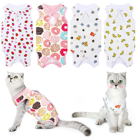 Cat Recovery Suit for Abdominal Skin Anti Licking Pajamas