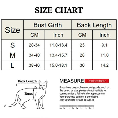 Highly Elastic Adjustable Cat Neutering Recovery Clothes for Post-surgery