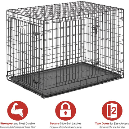 42-Inch Heavy-Duty Dog Crate/Double Door/Large Breeds