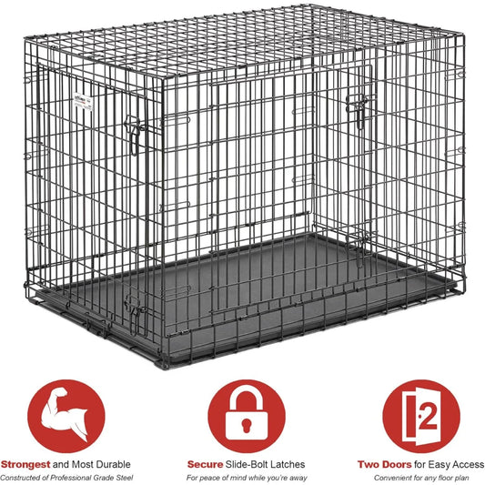 42-Inch Heavy-Duty Dog Crate/Double Door/Large Breeds
