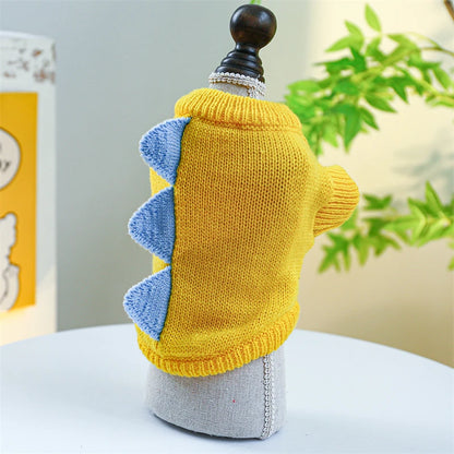 Halloween Party Dog Dinosaur Shaped Sweater Warm Knitted