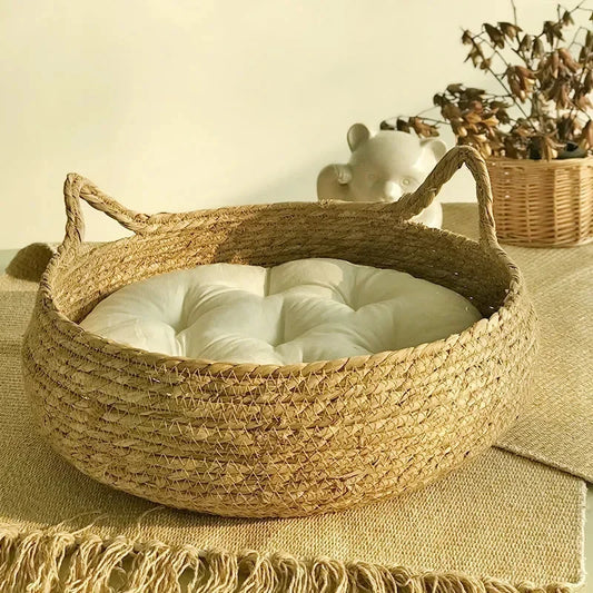 Rattan Cat Nest Universal Warm Pad Removable Washable