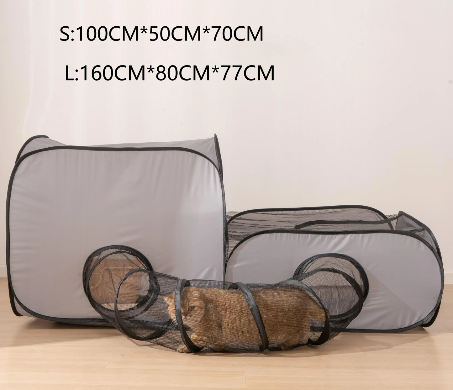Square Gray Play Tunnel Foldable Pets Nest