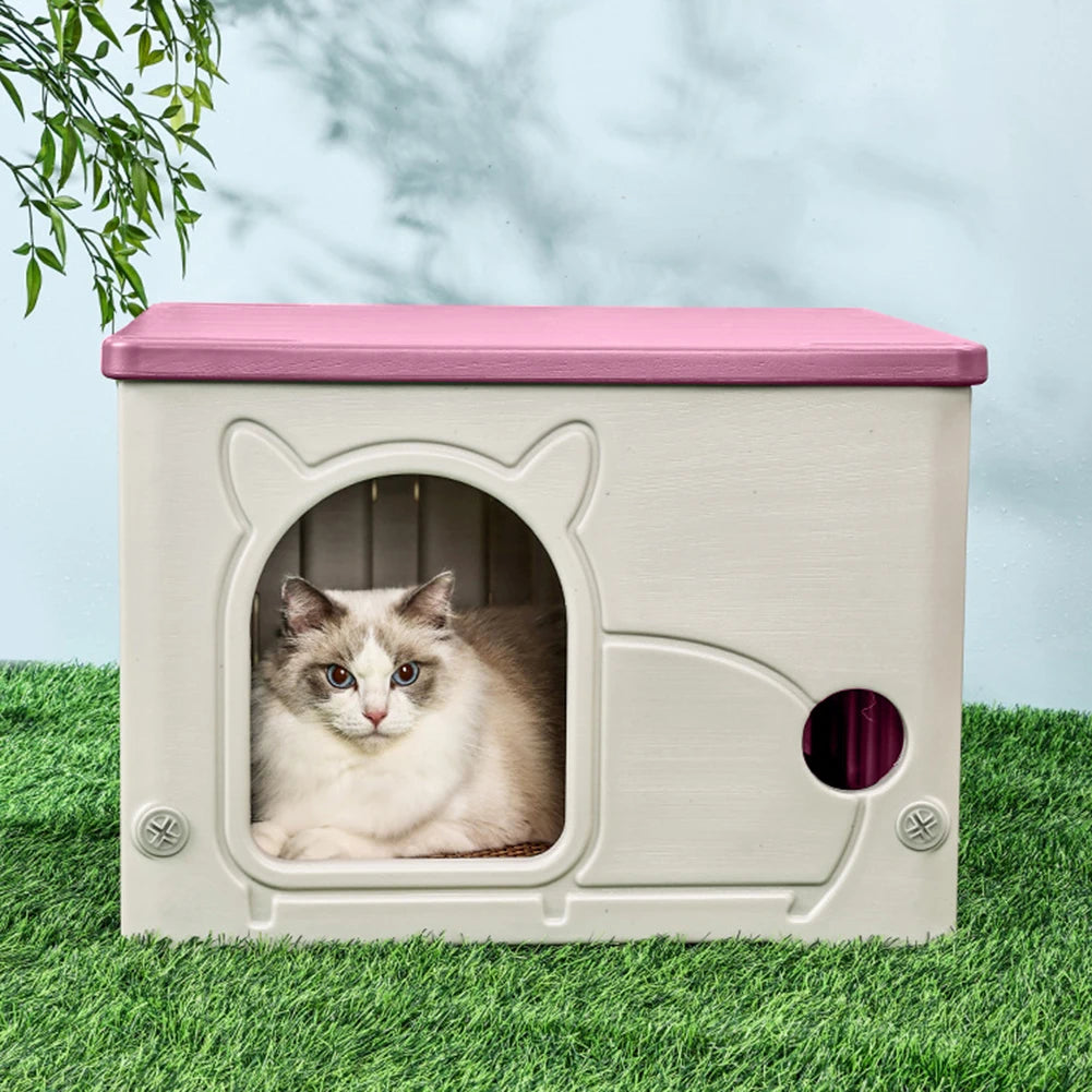Outdoor Cat House Rainproof Cozy Nest Room