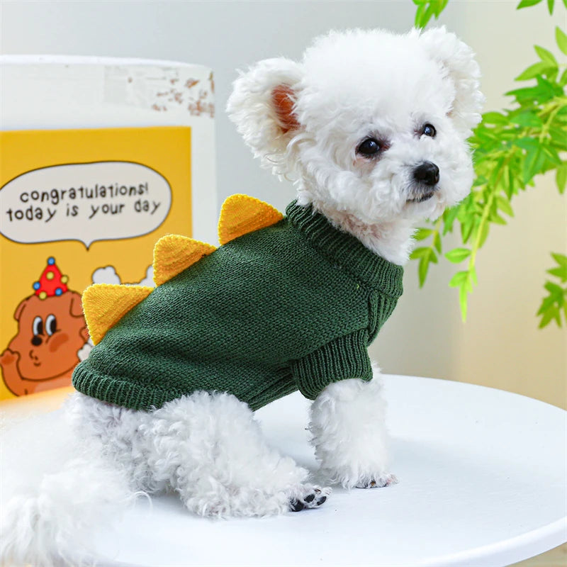 Halloween Party Dog Dinosaur Shaped Sweater Warm Knitted