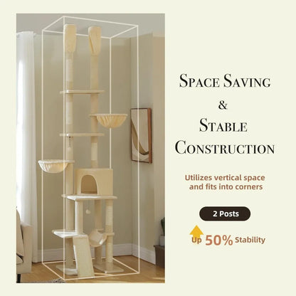 Floor to Ceiling Cat Tower with Adjustable Height