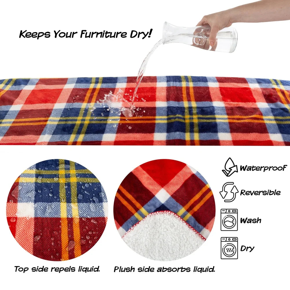Waterproof Reversible Pet Blanket Furniture Protector Throw